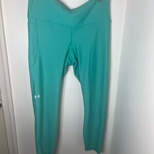 Under Armour HeatGear Compression Leggings Teal Green Women’s LG/G Yoga Gym